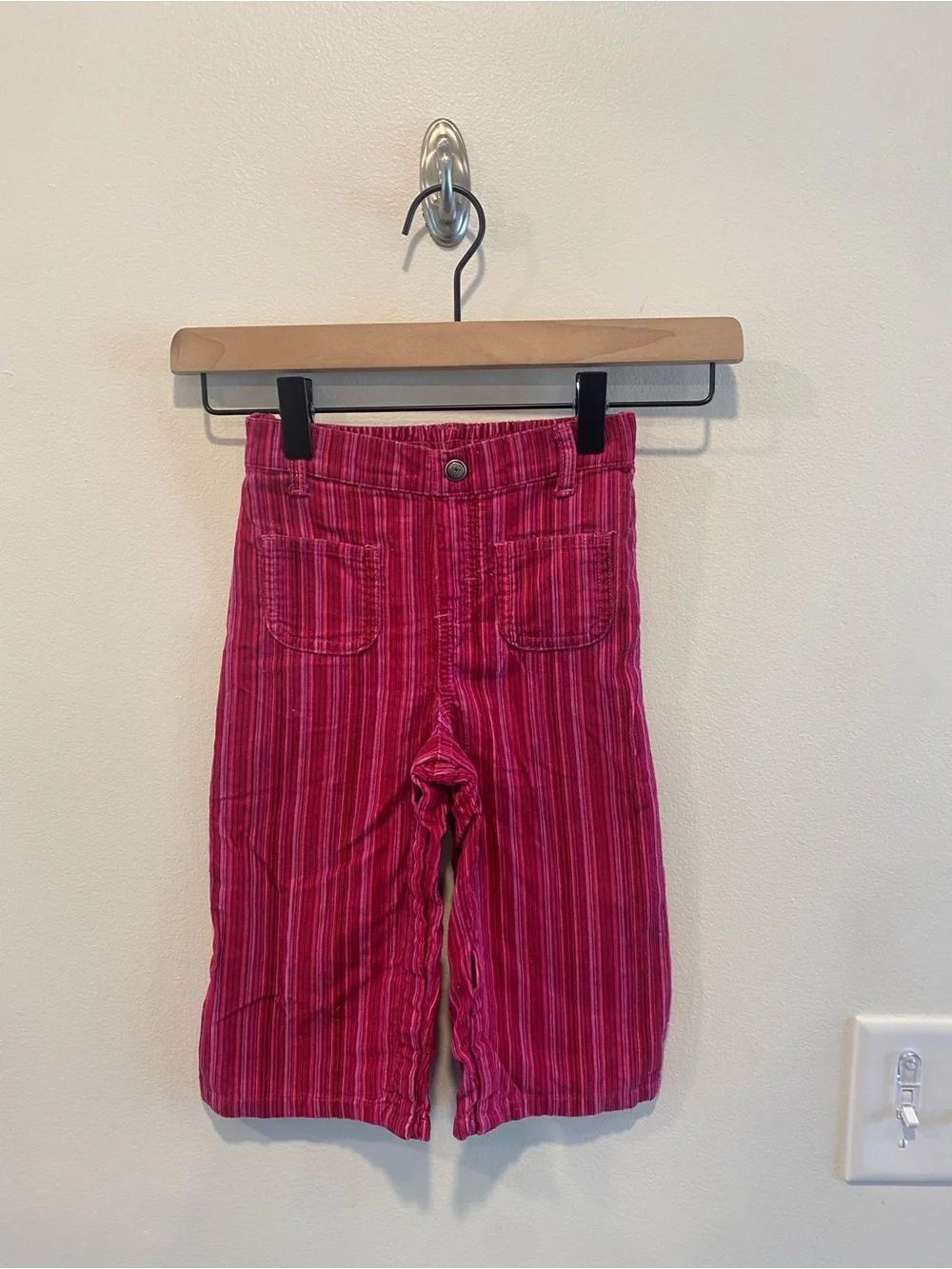 Carters vintage girls toddler wide leg cord pants pink striped 24 months